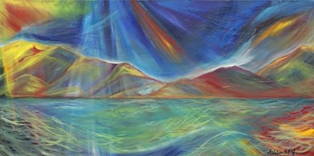 "Rays" Oil on Canvas, 48" x 24"by artist Allison McGree. See her portfolio by visiting www.ArtsyShark.com