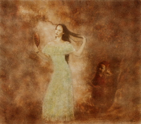 “Self Introspection” Mixed Media/Oil Printing/Lithography Inks, 23.5” x 21.5” by artist Frantisek Stouhal. See his portfolio by visiting www.ArtsyShark.com