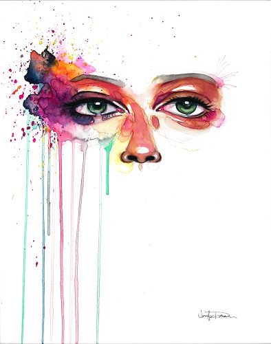 "Taciturn" Watercolor, 16” x 20” by artist Jennifer Duran. See her portfolio by visiting www.ArtsyShark.com