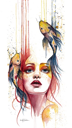 "Transient" Watercolor, 9” x 18” by artist Jennifer Duran. See her portfolio by visiting www.ArtsyShark.com