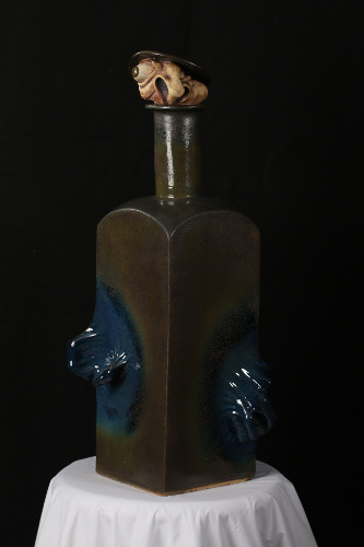 "Trapped Jar 3" Clay, 26" x 10" x 10" by artist Daniel Bassett. See his portfolio by visiting www.ArtsyShark.com