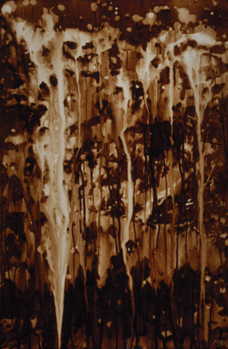 “Dark Roast Masquerade” Archivally Sealed Coffee on Canvas, 24" x 36" by artist Steven Mikel. See his portfolio by visiting www.ArtsyShark.com