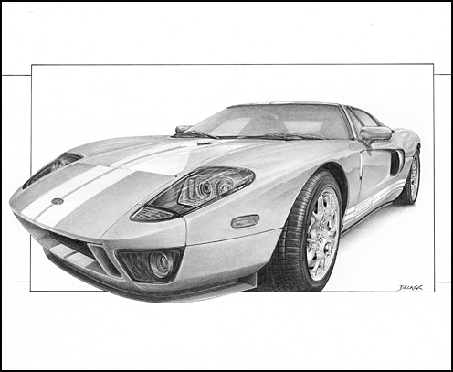 “Ford GT” Pencil, 14” x 11” by artist James Becker. See his portfolio by visiting www.ArtsyShark.com