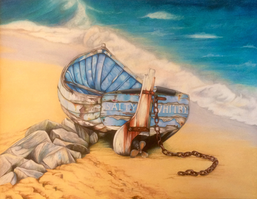 “Salty” Coloured Pencil and Gouache, 14" x 11" by artist Judith Selcuk. See her portfolio by going to www.ArtsyShark.com