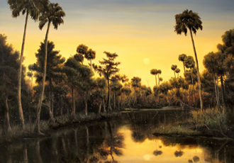 “Twilight Calm with Fireflies” Oil on Board, 24” x 18” by artist Jeff Ripple. See his portfolio by visiting www.ArtsyShark.com