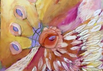 “Heart Centre” Acrylic on Canvas, 76cm x 76cm by artist Wendy Pepyat. See her portfolio by visiting www.ArtsyShark.com