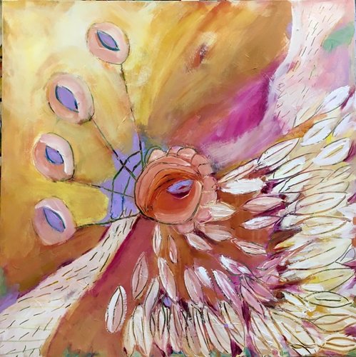 “Heart Centre” Acrylic on Canvas, 76cm x 76cm by artist Wendy Pepyat. See her portfolio by visiting www.ArtsyShark.com