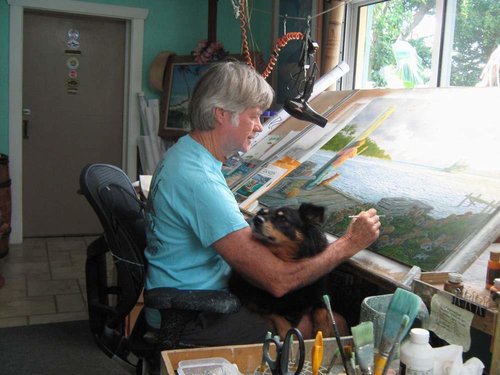 Artist Richard Shaffett in his studio working on "Gone Again." See his portfolio by visiting www.ArtsyShark.com