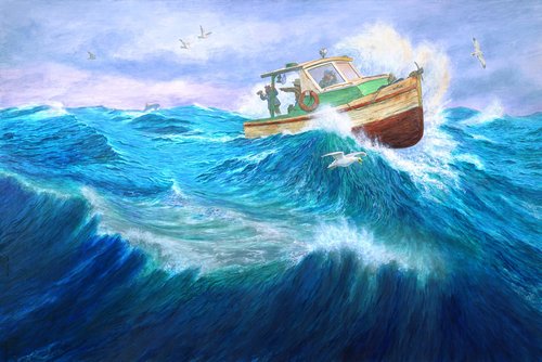 "The Chase" Acrylic on Panel, 36" x 24" by artist Richard Shaffett. See his portfolio by visiting www.ArtsyShark.com