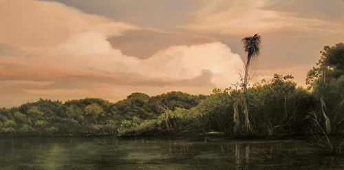 “Thunderstorms over the Barron River” Oil on Board, 24” x 12” by artist Jeff Ripple. See his portfolio by visiting www.ArtsyShark.com