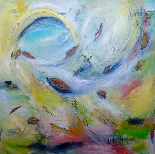 “Winds” Acrylic on Board , 124cm x 124cm by artist Wendy Pepyat. See her portfolio by visiting www.ArtsyShark.com