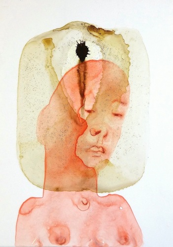 "Secret" Ink on Paper, 9" x 12"by artist Joyce Kubat. See her portfolio by visiting www.ArtsyShark.com 