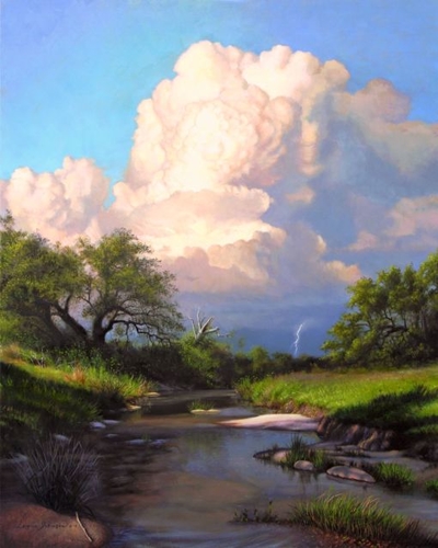 “Still Waters” Oil on Panel, 24” x 30” by artist Layne Johnson. See his portfolio by visiting www.ArtsyShark.com