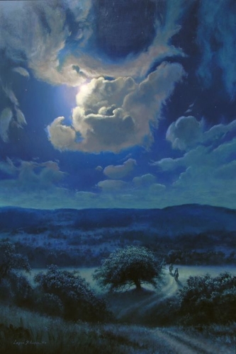 “Moon Shadows” Oil on Panel, 24” x 36” by artist Layne Johnson. See his portfolio by visiting www.ArtsyShark.com