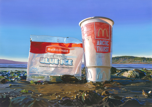 “Arctic Thirst” Gouache on Paper, 15” x 10”by artist Karen Hackenberg. See her portfolio by visiting www.ArtsyShark.com