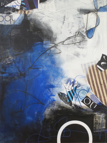 “Graffiti with Blue 2” Acrylic with Mixed Media on Canvas, 36” x 48” by artist Linda Weber. See her portfolio by visiting www.ArtsyShark.com