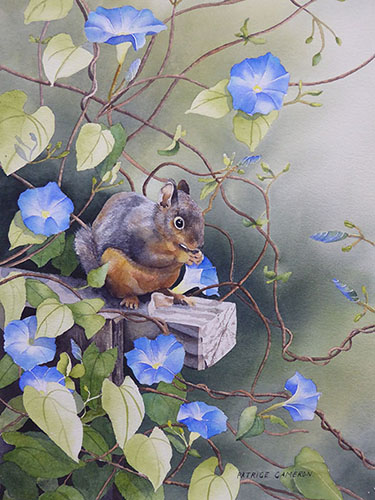 “Morning Glory” Watercolor on Paper, 15” x 22” by artist Patrice Cameron. See her portfolio by visiting www.ArtsyShark.com