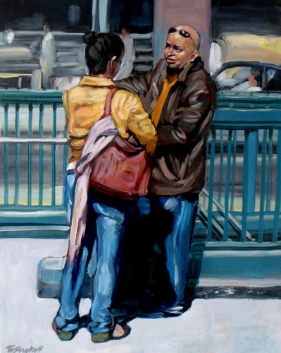 "No Word from Juan" oil on canvas, 24" x 30" by Ted Blackall. See his artist feature at www.ArtsyShark.com