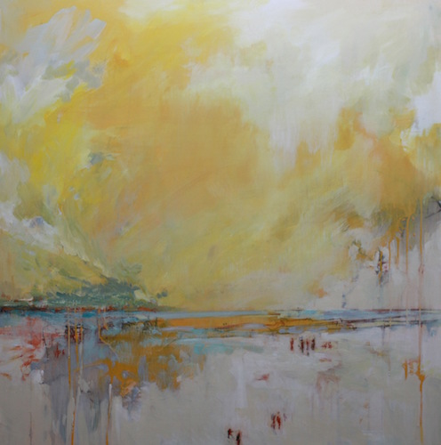 “Reflective Beach” Acrylic, 30” x 30”by artist Gabriella Collier. See her portfolio by visiting www.ArtsyShark.com 