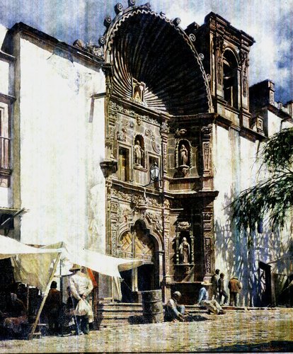 "San Miguel Cathedral" by Clark Hulings, oil on canvas