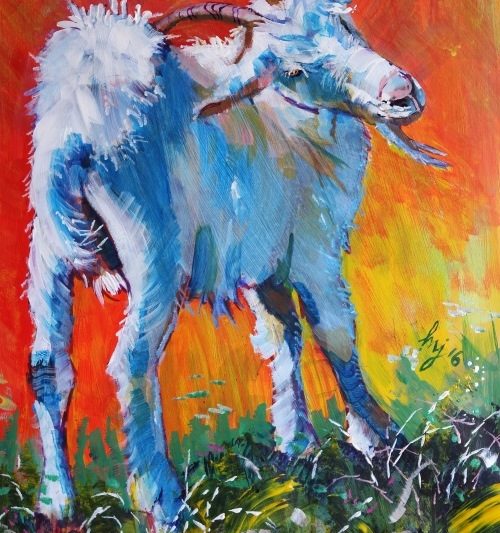 “Scratching My Back” Acrylic on Canvas, 16” x 21”by artist Mike Jory. See his portfolio by visiting www.ArtsyShark.com