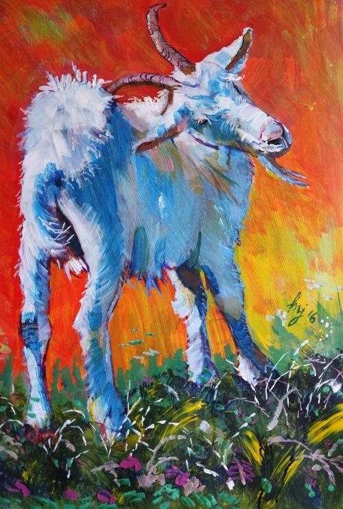 “Scratching My Back” Acrylic on Canvas, 16” x 21”by artist Mike Jory. See his portfolio by visiting www.ArtsyShark.com