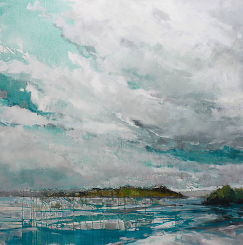 “Water Patterns” Acrylic, 40” x 40” by artist Gabriella Collier. See her portfolio by visiting www.ArtsyShark.com