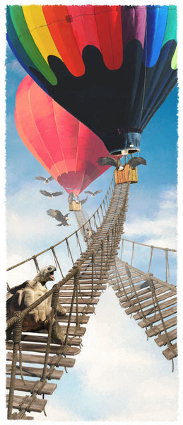 "Balloon Bridge" Digital Art, Various Sizes by artist John Leben. See his portfolio by visiting www.ArtsyShark.com