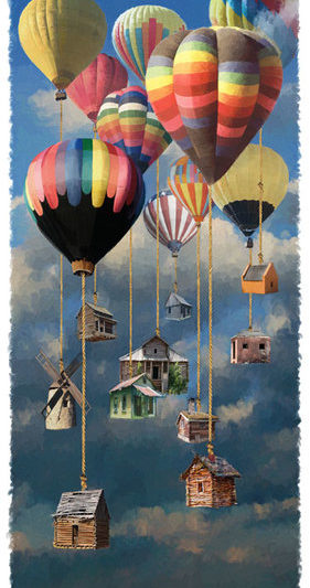 "Balloon Town" Digital Art, Various Sizes by artist John Leben. See his portfolio by visiting www.ArtsyShark.com