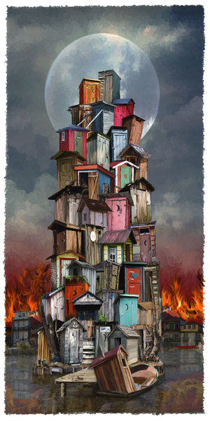 "Out House Island Fire" Digital Art, Various Sizes by artist John Leben. See his portfolio by visiting www.ArtsyShark.com