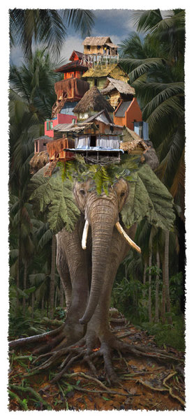 "Elephant Town" Digi-tal Art, Various Sizes by artist John Leben. See his portfolio by visiting www.ArtsyShark.com