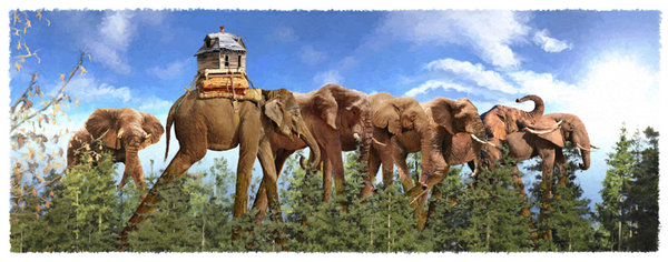 "Elephant Parade" Digital Art, Various Sizes by artist John Leben. See his portfolio by visiting www.ArtsyShark.com