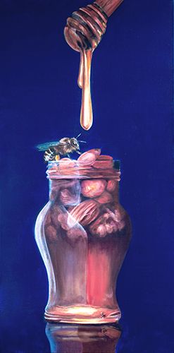 “Sometimes You Feel Like a Nut” Acrylic on Canvas, 18” x 36” by artist Robin Harris. See her portfolio by visiting www.ArtsyShark.com