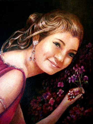 "The Topaz Earring" Prismacolor pencils, 12" x 16" by artist Patricia Mitchell. See her artist feature at www.ArtsyShark.com