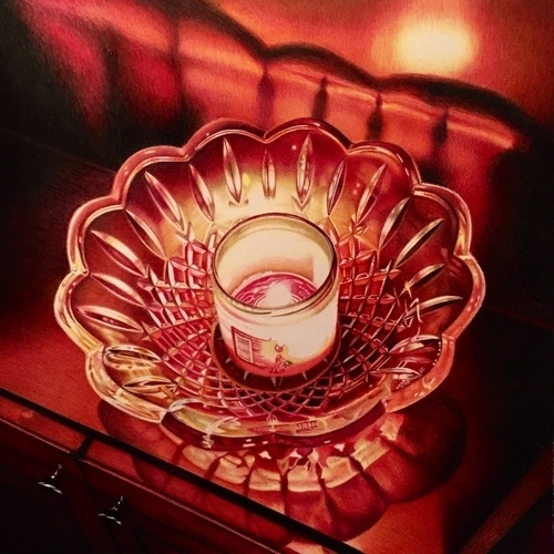 “Glass Ember” Colored Pencil on Bristol Paper, 13” x 13”by artist David Hoque. See his portfolio by visiting www.ArtsyShark.com 