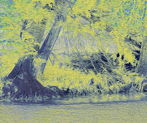 “Guadalupe River Gold” Computer Enhanced Photo on Aluminum, 16” x 20” by artist Nancy Wood. See her portfolio by visiting www.ArtsyShark.com