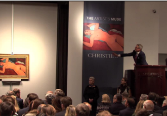 A live art auction at Christie's