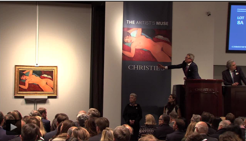 A live art auction at Christie's