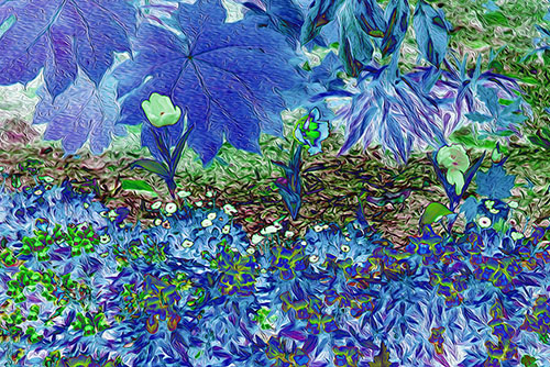 “San Antonio Botanical Blue” Computer Enhanced Photo on Aluminum, 16” x 20” by artist Nancy Wood. See her portfolio by visiting www.ArtsyShark.com