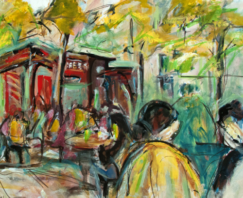 Artwork by Sharon Sieben - Bryant Park Rush, Acrylic