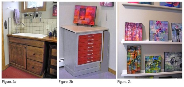 Artist Carol McIntyre shares tips to create a fabulous studio on a shoestring at www.ArtsyShark.com