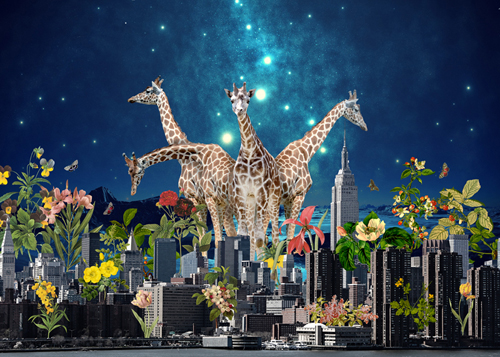 "Tomorrowland" Digital Collage, 70cm x 50cm by artist Gloria Sánchez. See her portfolio by visiting www.ArtsyShark.com