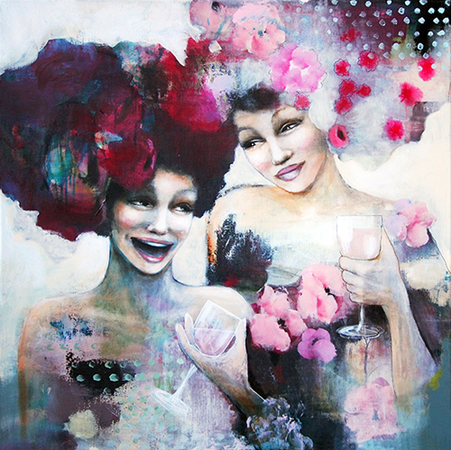 "Celebrate" Acrylic, 80cm x 80cm by artist Malin Ӧstlund. See her portfolio by visiting www.ArtsyShark.com
