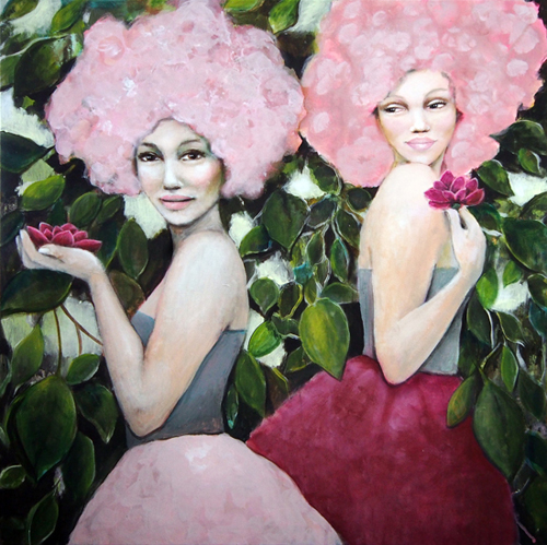 "Garden Jewels" Acrylic, 80cm x 80cm by artist Malin Ӧstlund. See her portfolio by visiting www.ArtsyShark.com