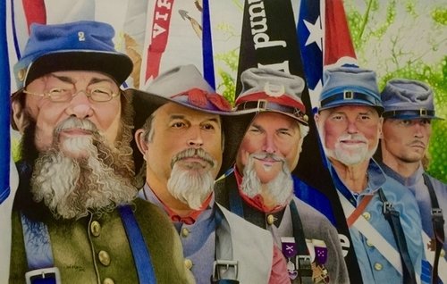 “Edmund Ruffin Fireaters Color Guard” Colored Pencil on Stonehenge Paper, 28” x 17” by artist David Hoque. See his portfolio by visiting www.ArtsyShark.com