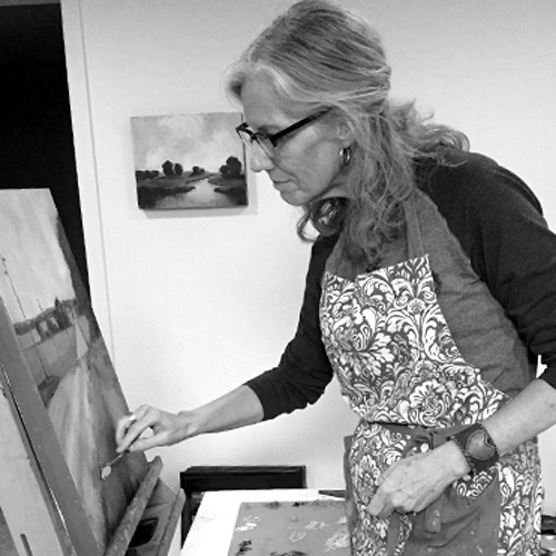 Artist Beth Cole in her studio. See her portfolio by visiting www.ArtsyShark.com