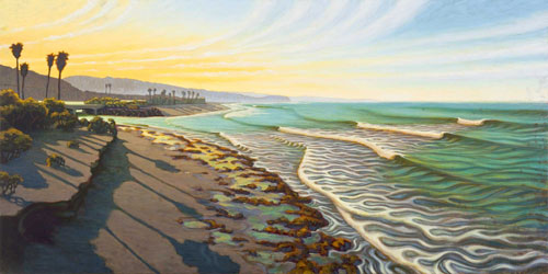 “Cardiff Sunrise” Acrylic on Canvas, 60" x 30"by artist Matt Beard. See his portfolio by visiting www.ArtsyShark.com 
