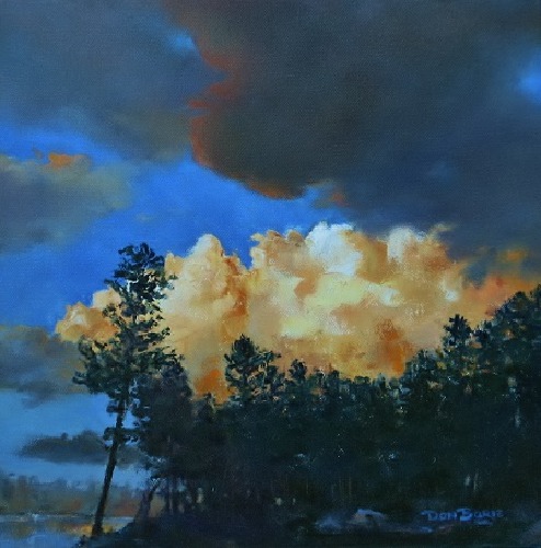 “Drama over Lake” Oil, 12” x 12” by artist Don Borie. See his portfolio by visiting www.ArtsyShark.com