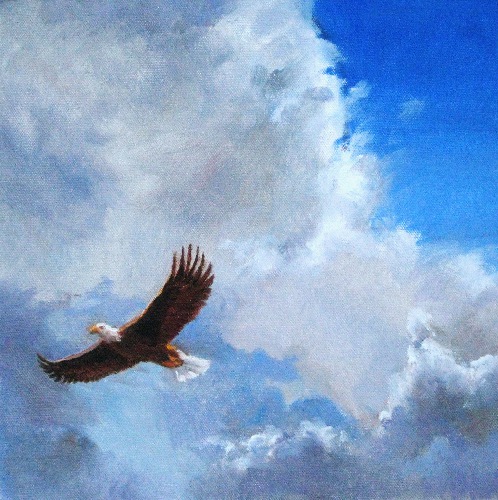 “Eagle Scout” Oil, 12” x 12” by artist Don Borie. See his portfolio by visiting www.ArtsyShark.com