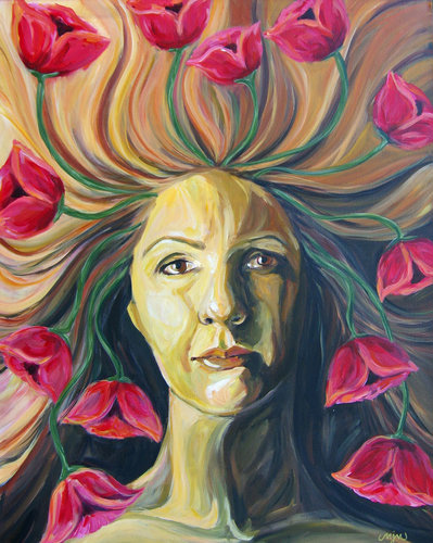 Michelle Fairchild - "Self Portrait with Poppies" Acrylic